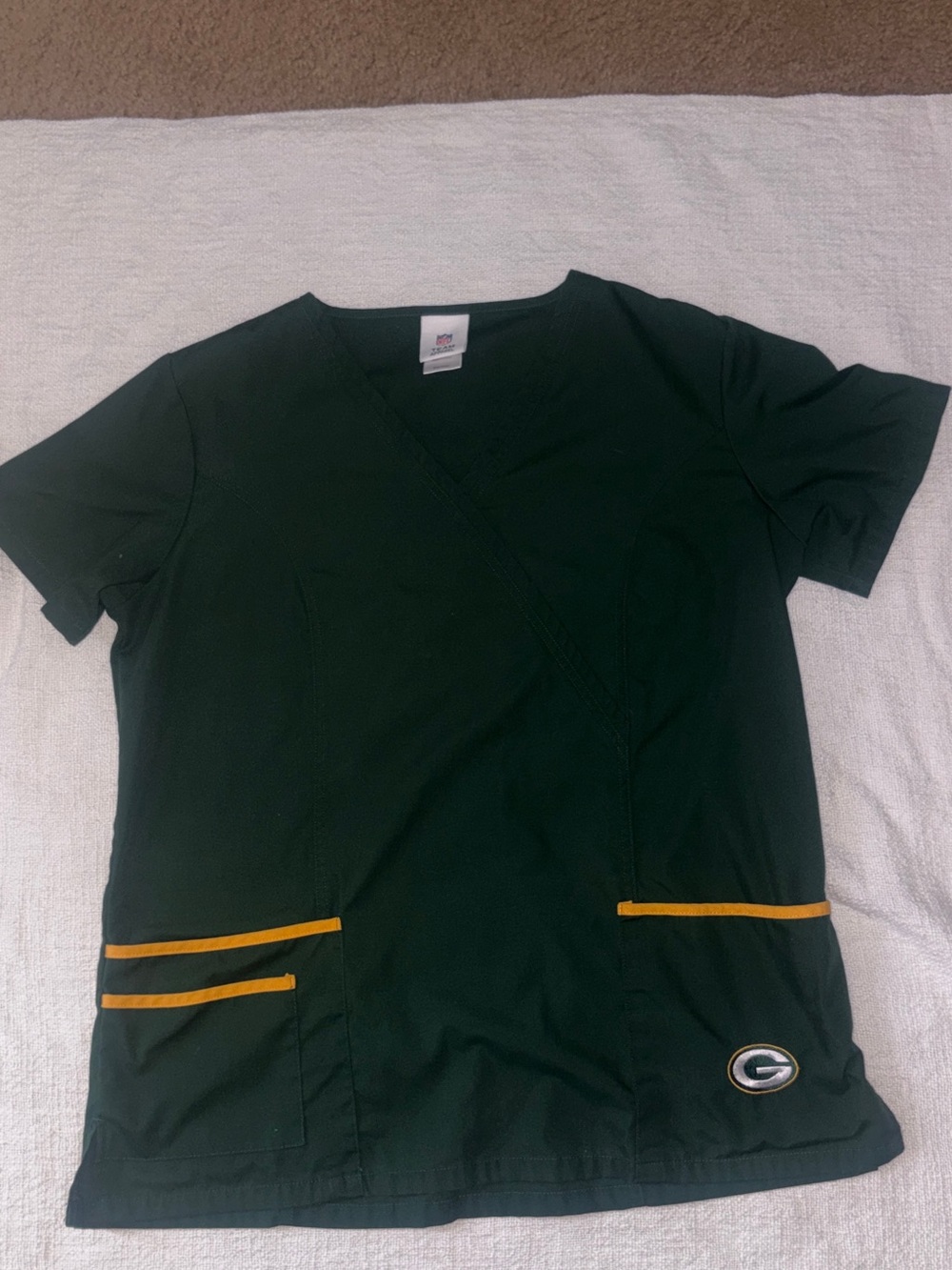 NFL Green Team Apparel V-Neck Top Scrub Top